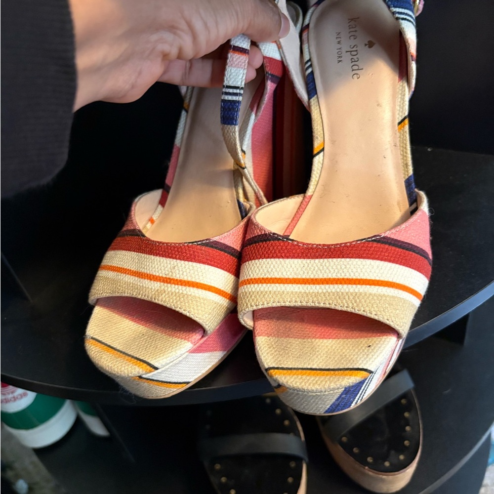 Kate Spade Pink and Orange Sandals with Multi-Strap Design